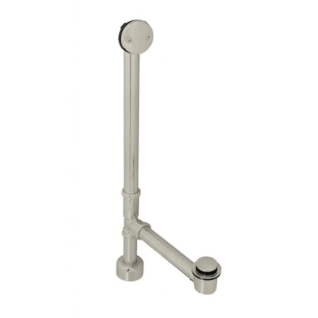 Westbrass Tip Toe All Exposed Bath Waste - 22" Make-Up in Satin Nickel D3261K-07